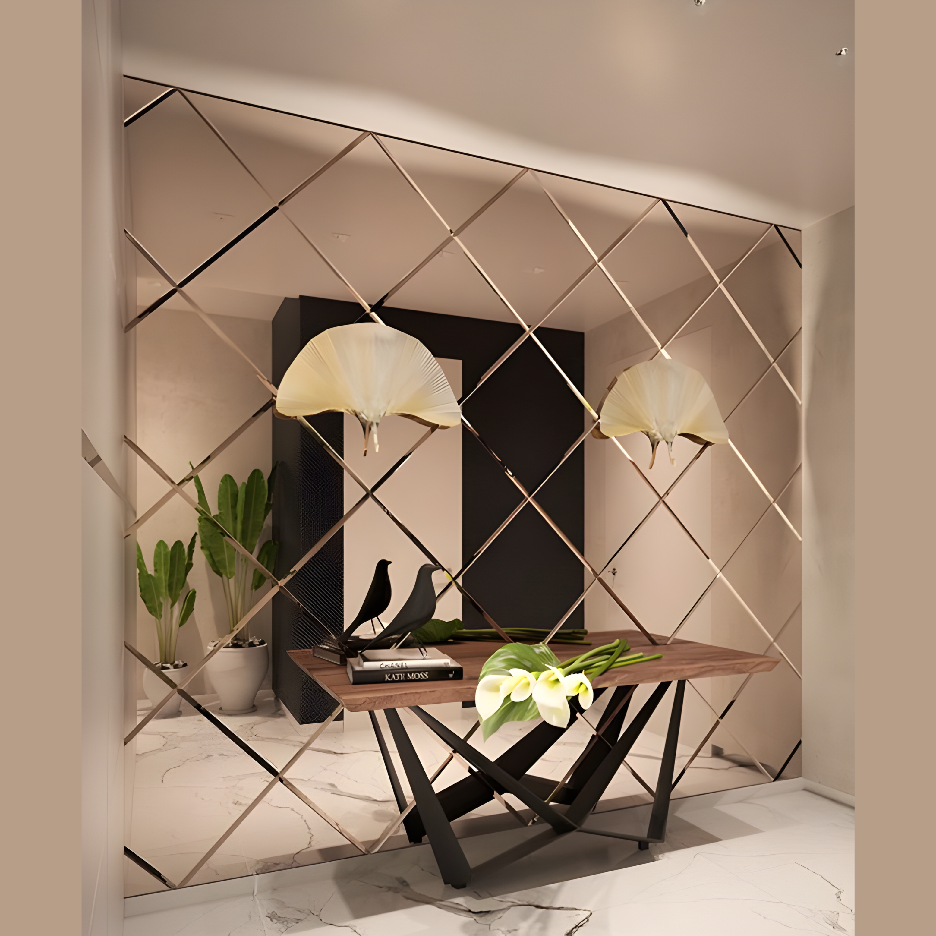 Contemporary Art Decorative Mirror Wall - AlUmaima Interiors