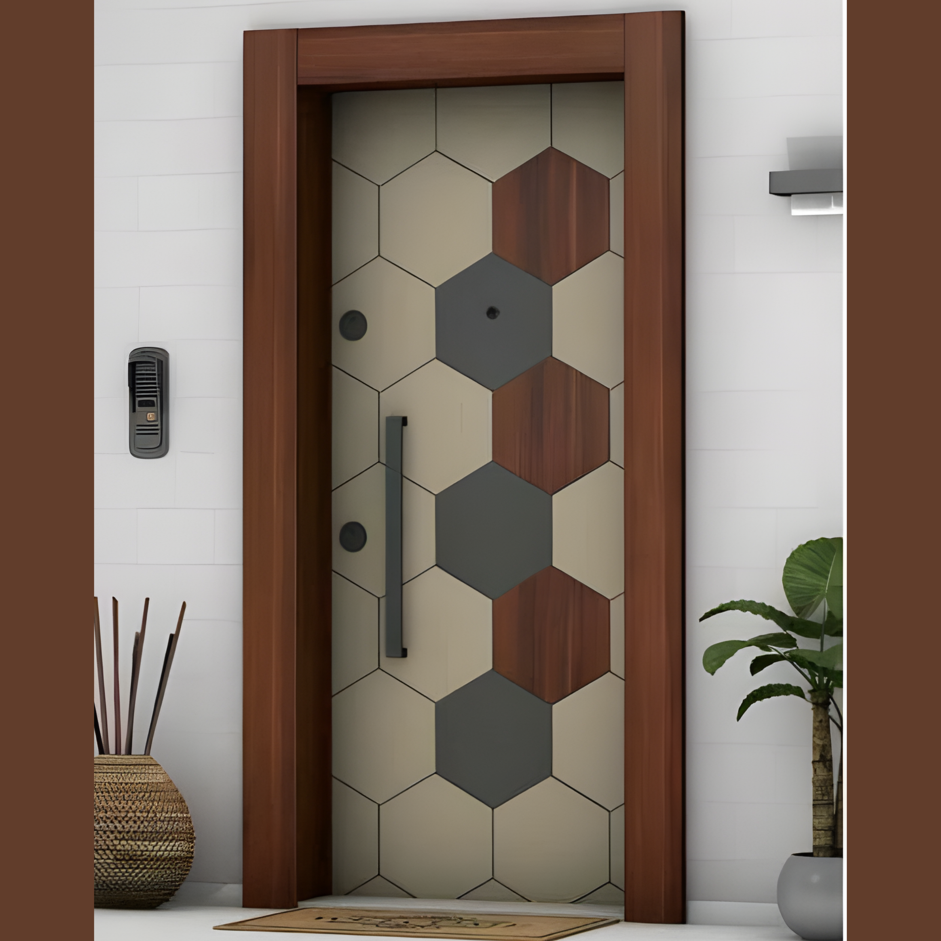 Double Colour Custom Wooden Door - AlUmaima Interiors