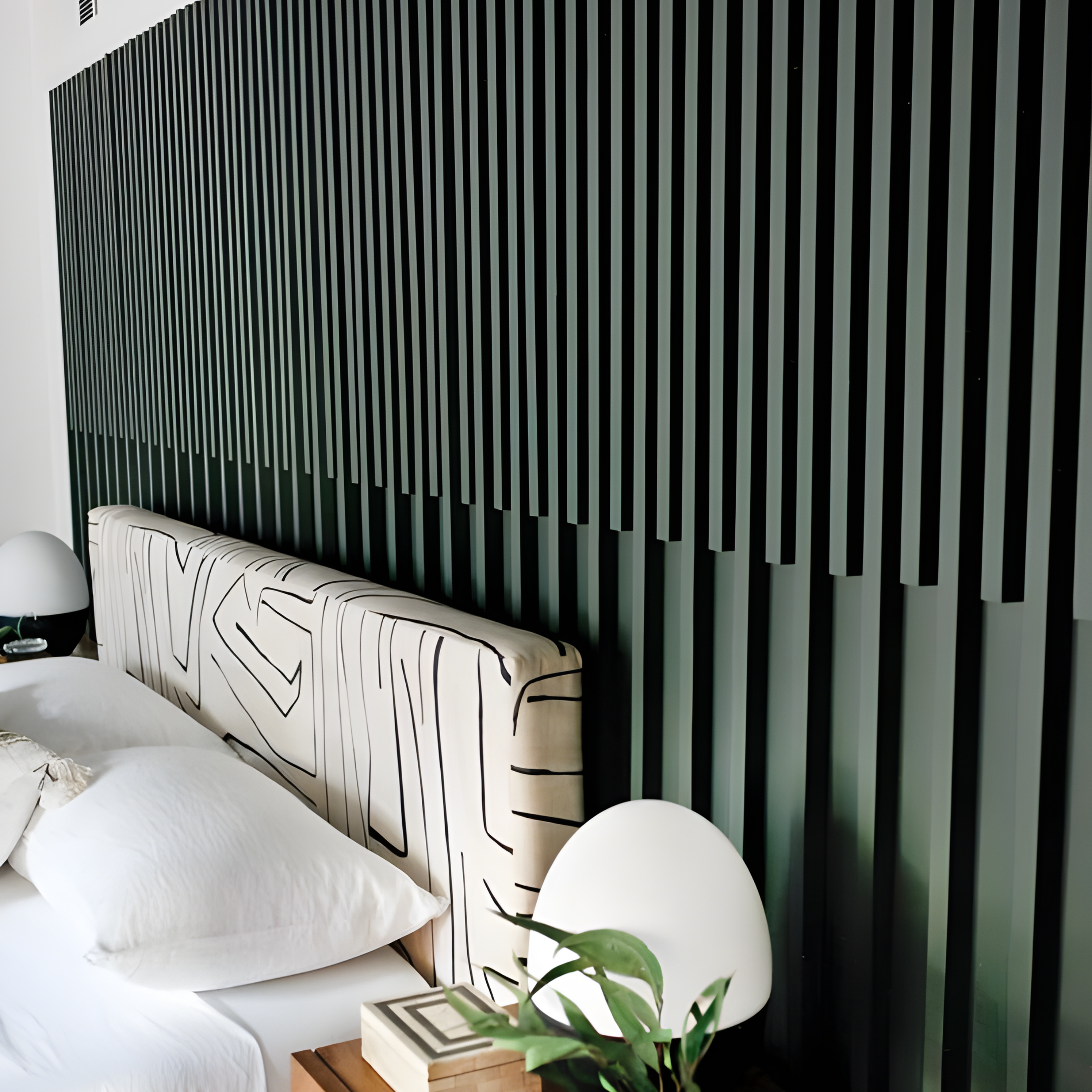 Geometric Wood Feature Wall - AlUmaima Interiors