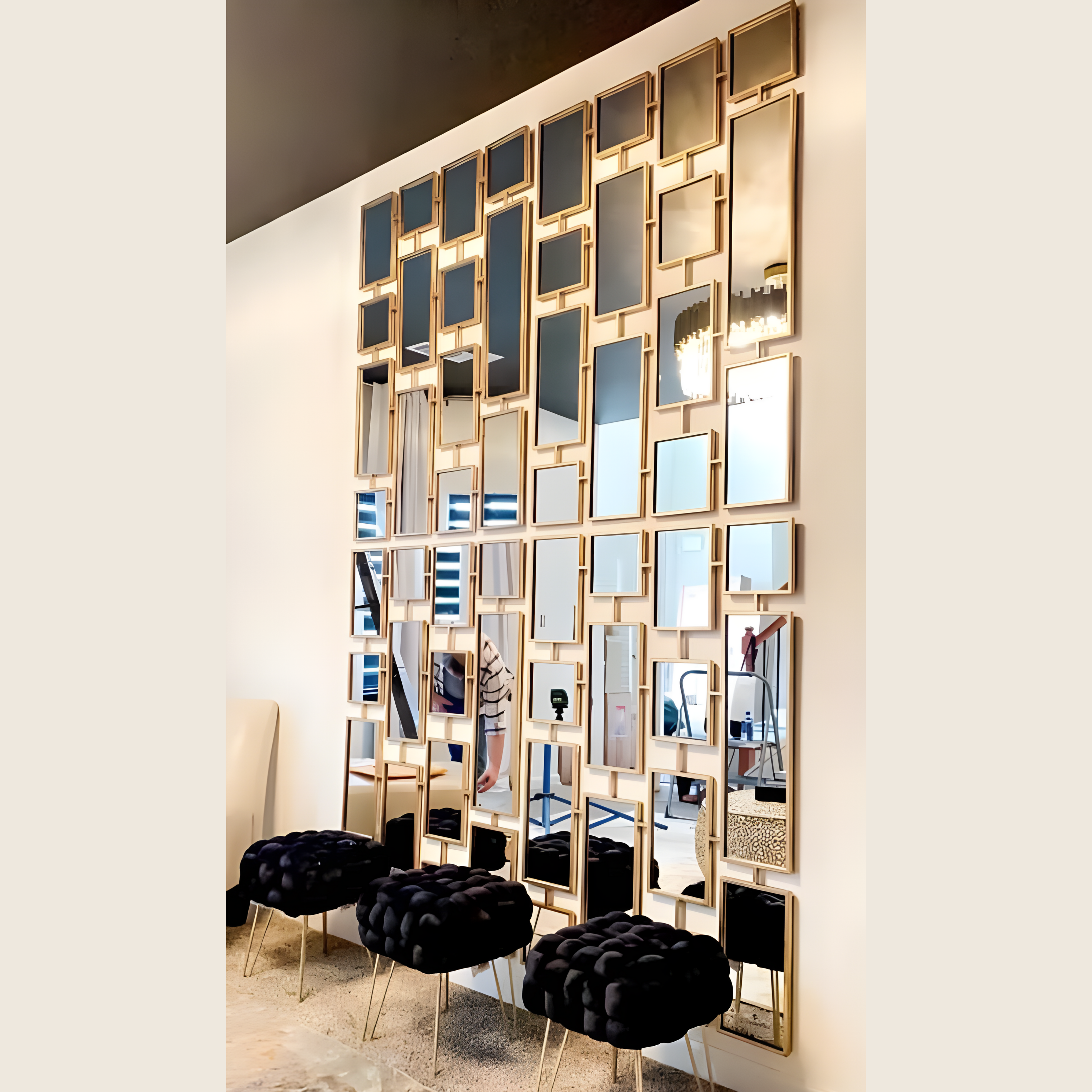 Golden Mirror Wall - AlUmaima Interiors