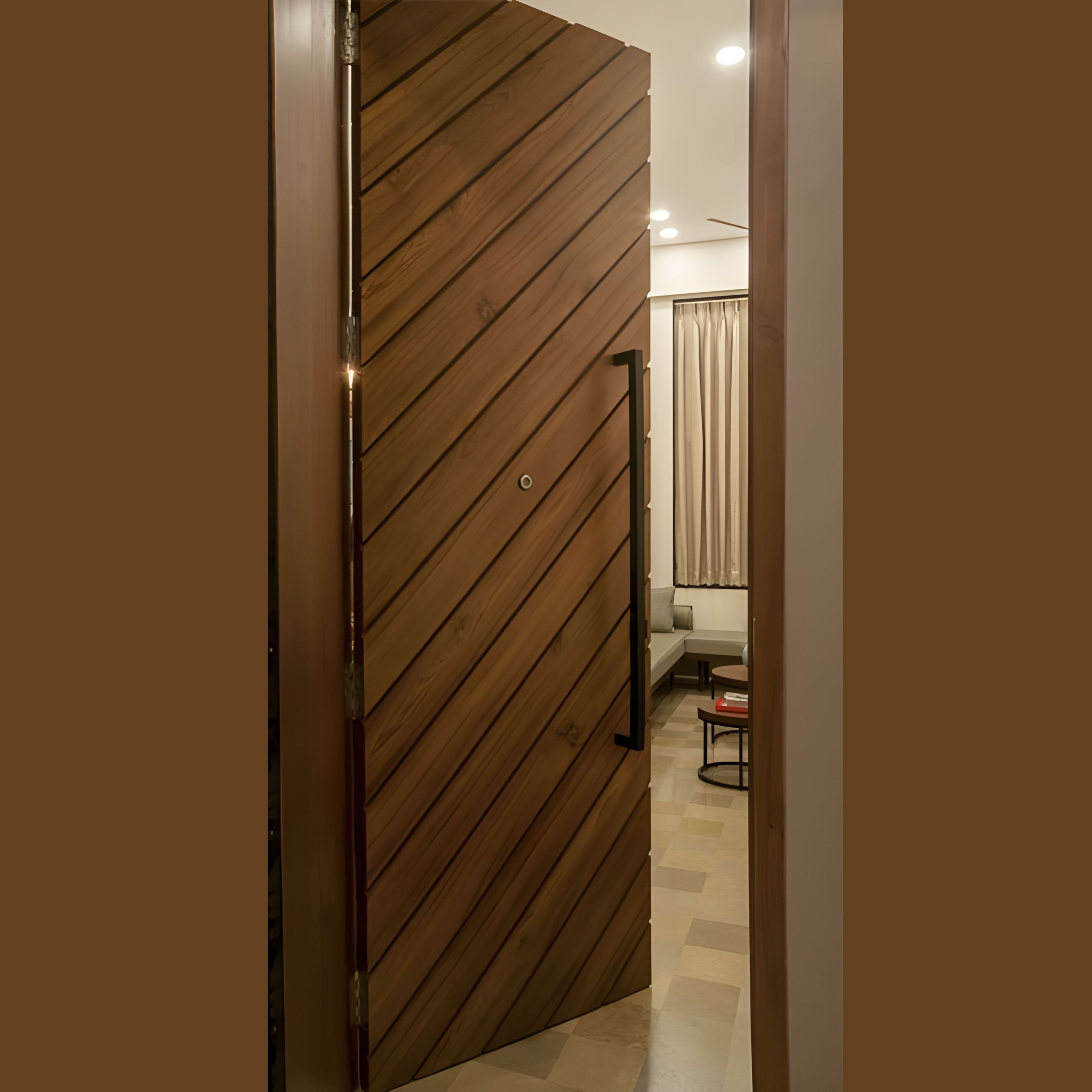 Linear Wood Door - AlUmaima Interiors