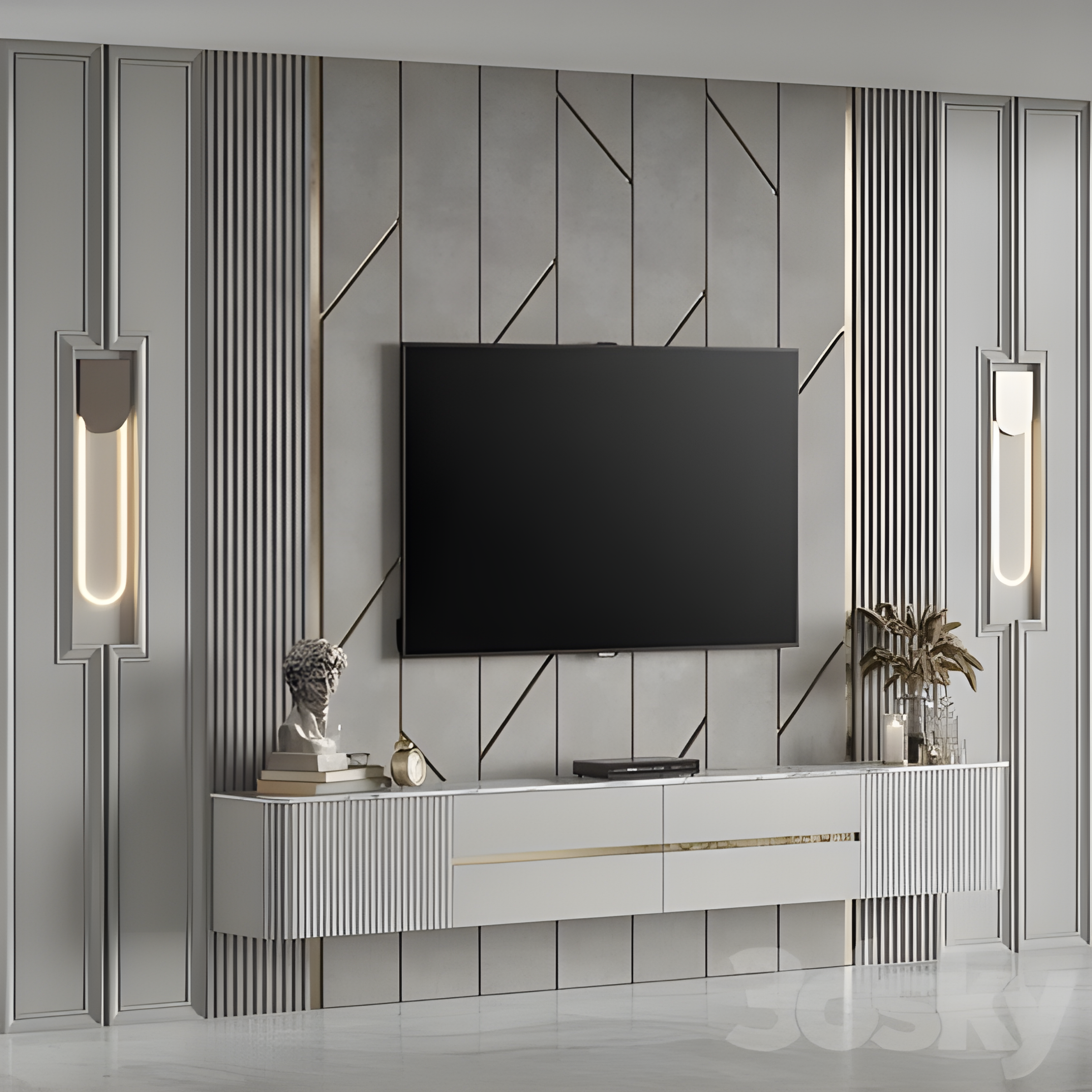 Liner TV Media Wall - AlUmaima Interiors