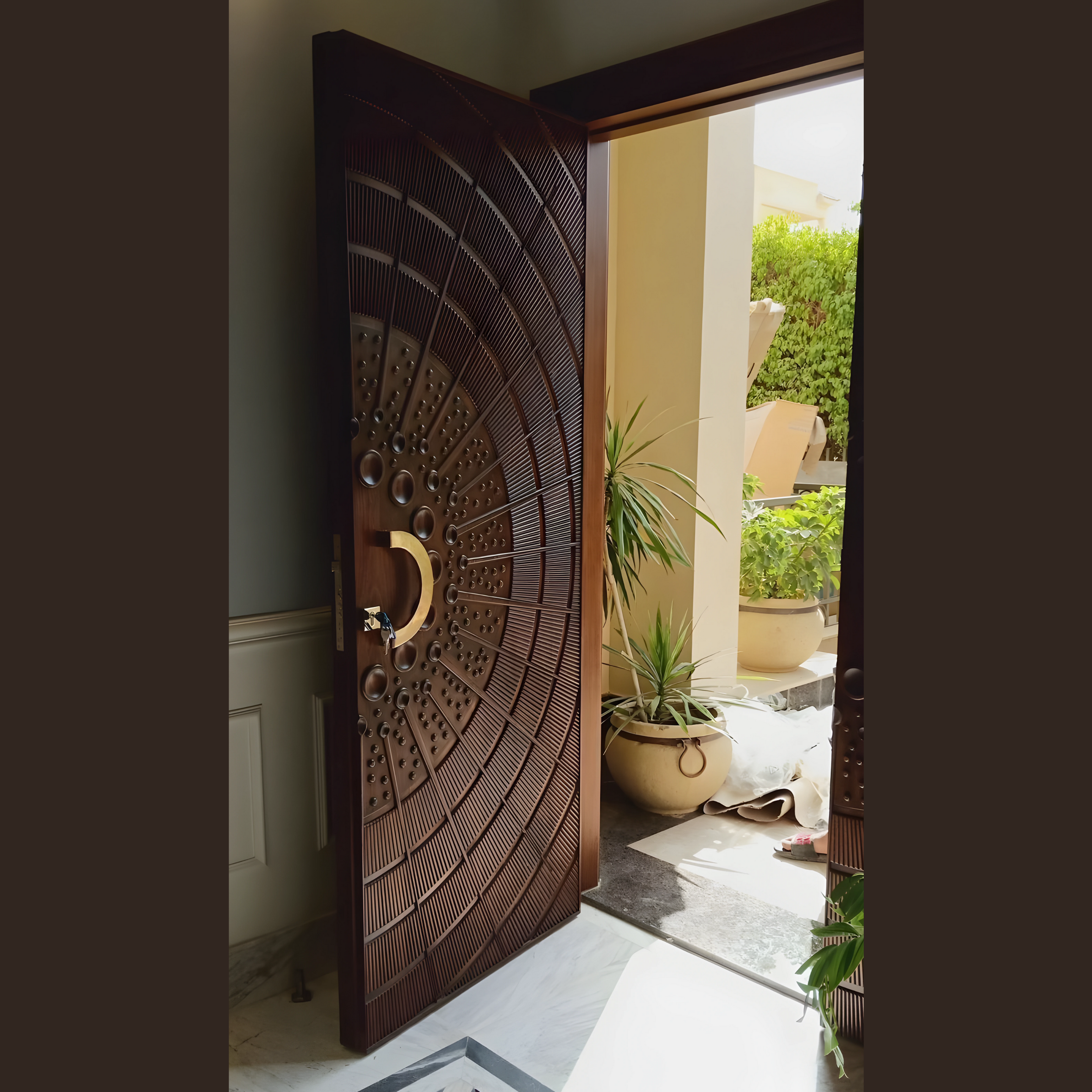 Traditional Wooden Main Door - AlUmaima Interiors