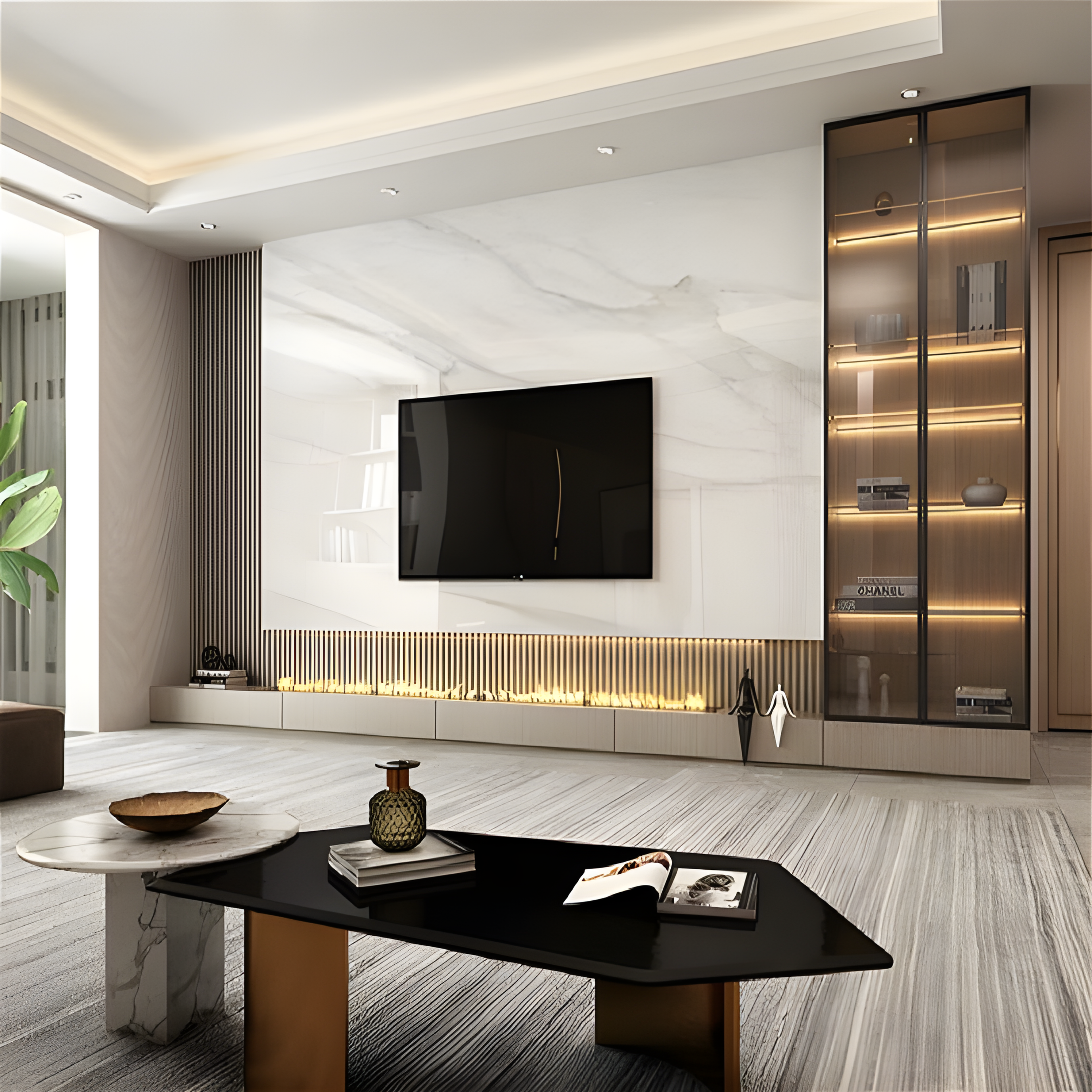 Tv CabinetWooden  Background - AlUmaima Interiors