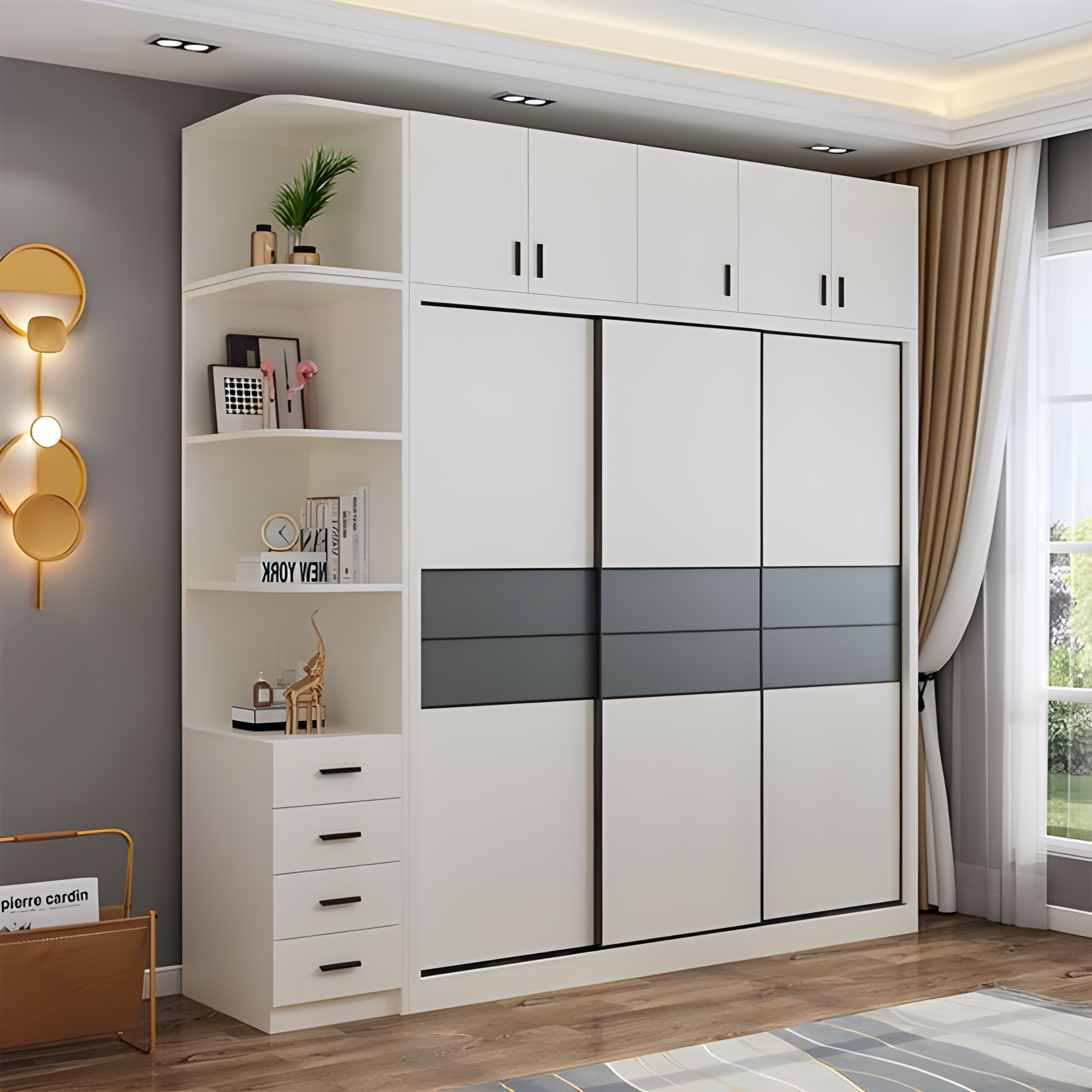 White Gray Interior Fancy Wardrobe - AlUmaima Interiors