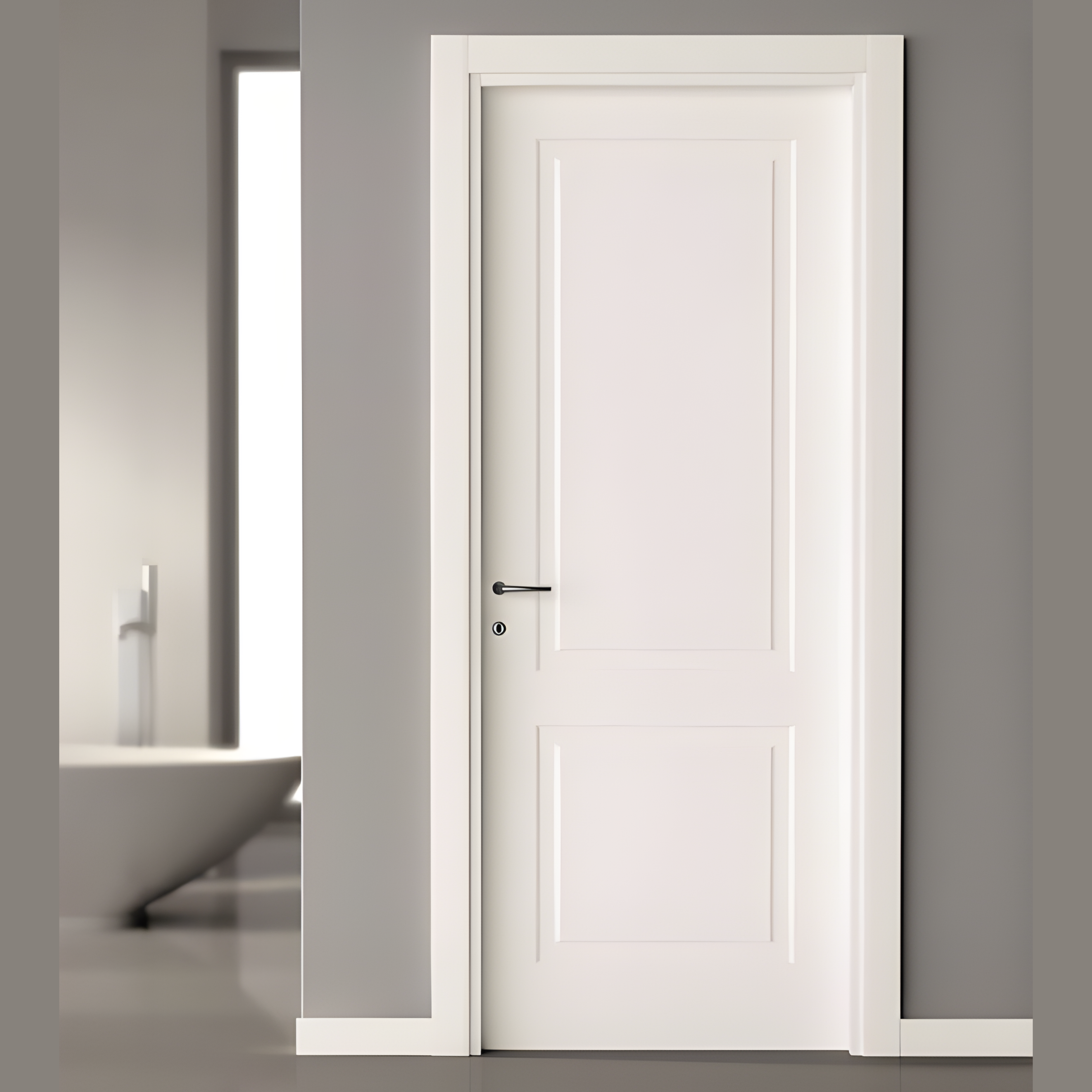 White Wall Wooden Door - AlUmaima Interiors