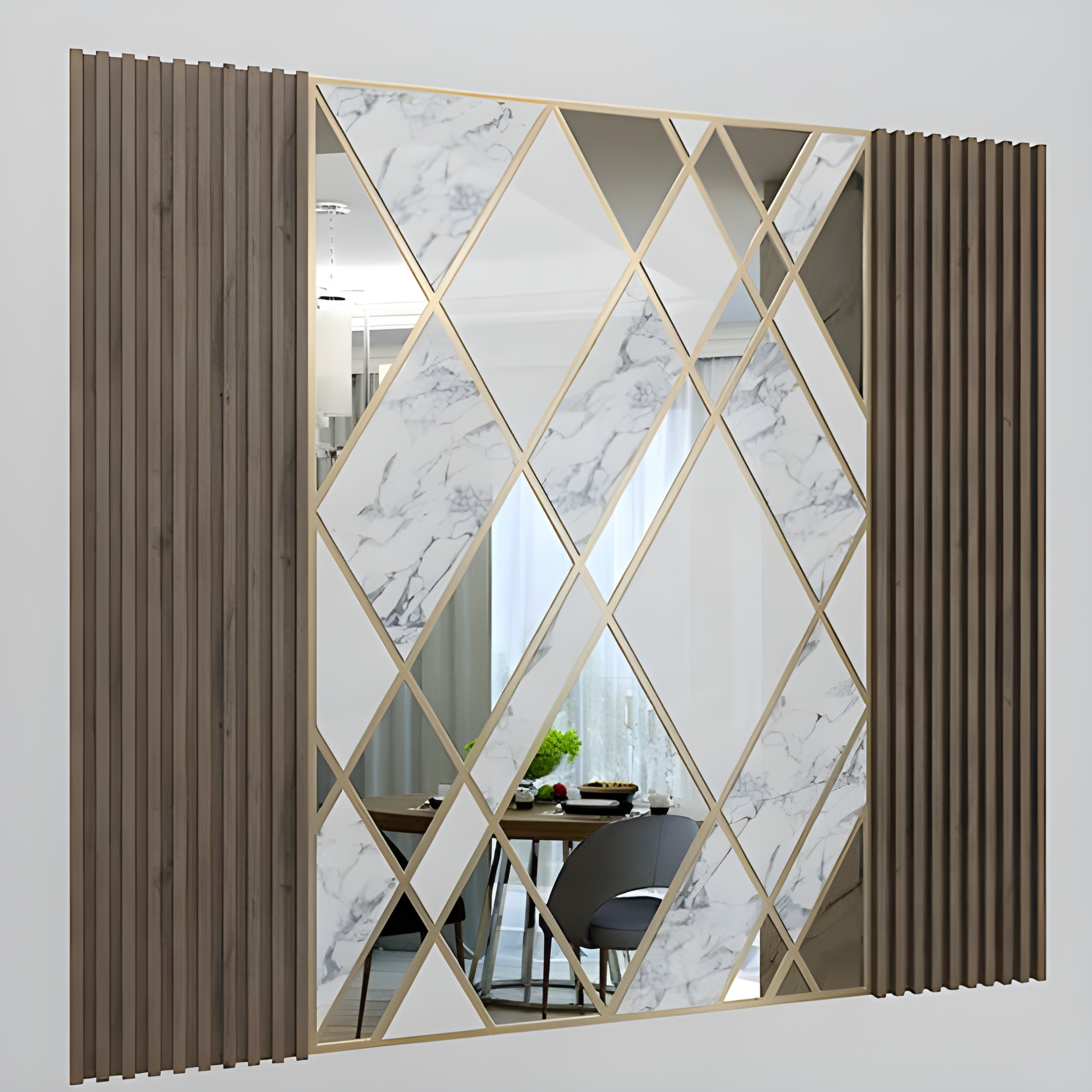 Wooden Mirror Decoration Wall - AlUmaima Interiors