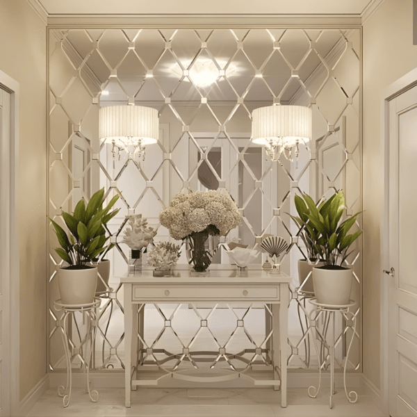 Drawing Room Mirror Wall Design uae dubai - AlUmaima Interiors