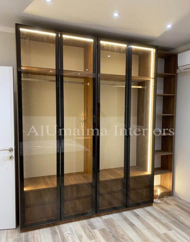 4 door wardrobe with glass front and led in abu dhabi uae