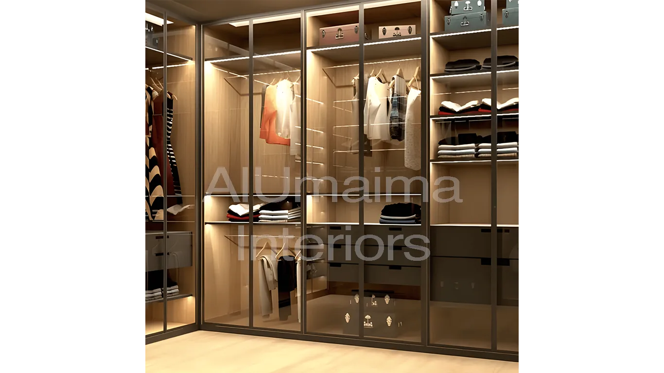 walk in glass wardrobe abu dhabi uae led lights