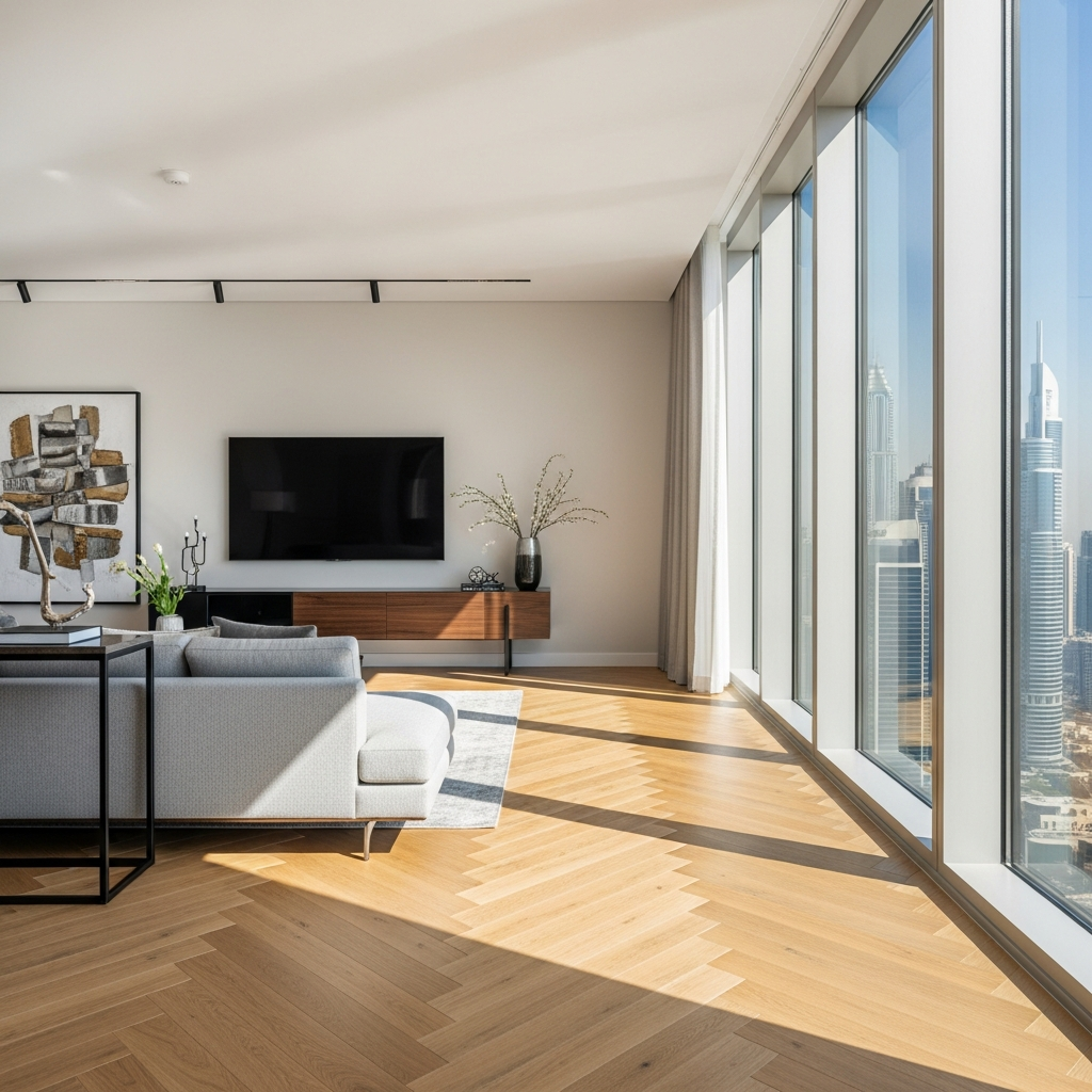 Luxury parquet flooring in dubai apartment