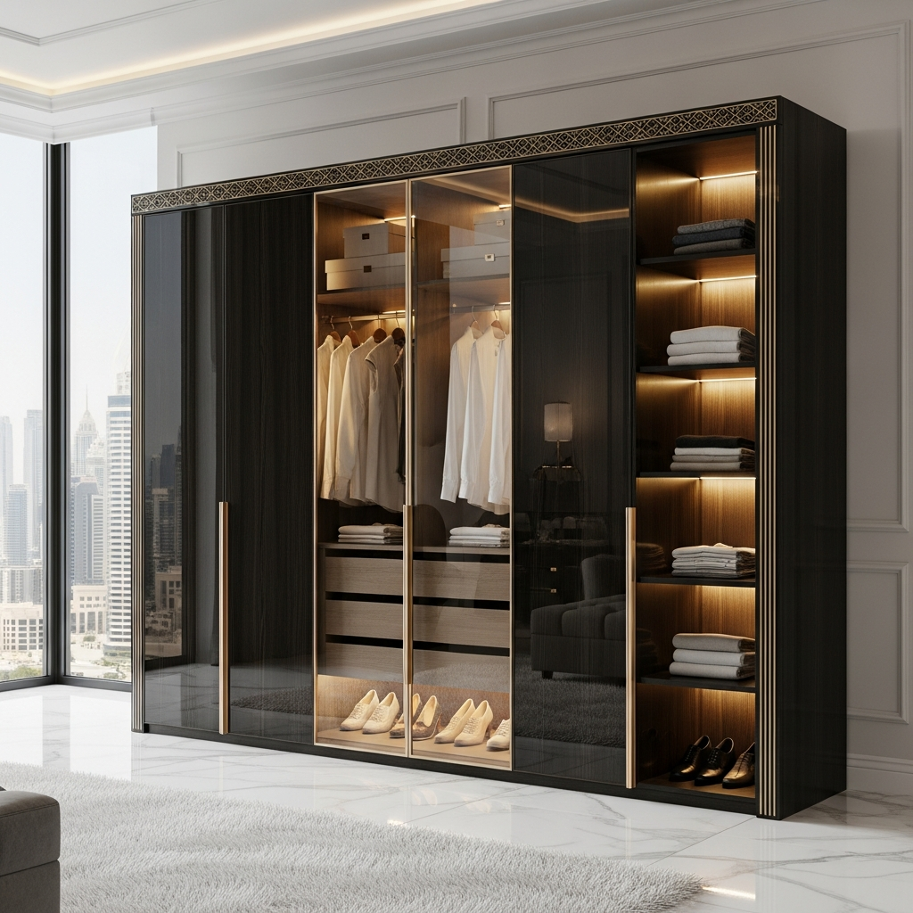 6 door luxury wardrobe design by alumaima interiors