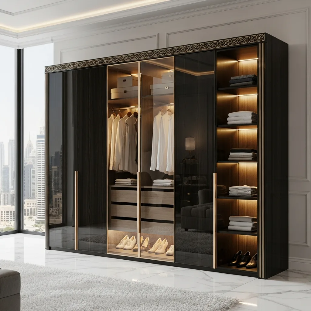 6 door luxury wardrobe design by alumaima interiors